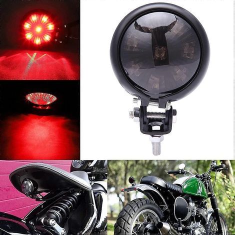 Feux arrière à LED rouges, frein arrière réglable personnalisé pour Cafe Racer, Chopper, Bobber (lentille noire fumée)