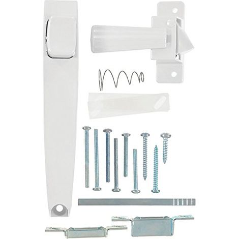 Verrou à bouton poussoir pour porte moustiquaire et tempête, blanc, taille unique (1/5)