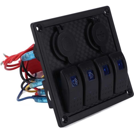 Panneau 4 Interrupteurs à Bascule LED IP65 Étanche 12V-24V pour Voiture Camion Bateau Rénovation (1/5)
