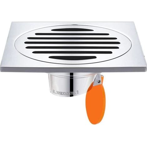 Caniveau de douche carré en acier inoxydable, anti-odeurs, pour salle de bain, carré 100 mm, argenté (1/4)