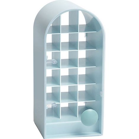 Étagère de Rangement 18 Emplacements pour Rouges à Lèvres, Organisateur Anti-Poussière ABS pour Maquillage Cosmétique Bleu (1/5)