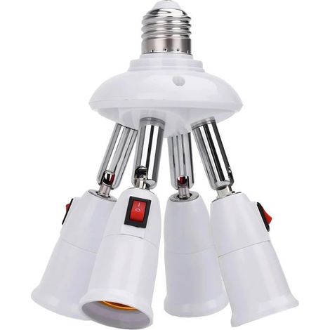 Lot de 2 Adaptateurs E26/E27 4-en-1 Double Sens Interrupteur 360° Réglable Pour Ampoules LED/CFL Capteur Mouvement (1/5)