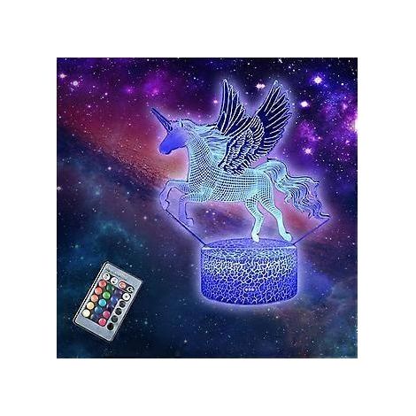 Lampe de bureau LED illusion 3D licorne avec socle lumineux (1/5)