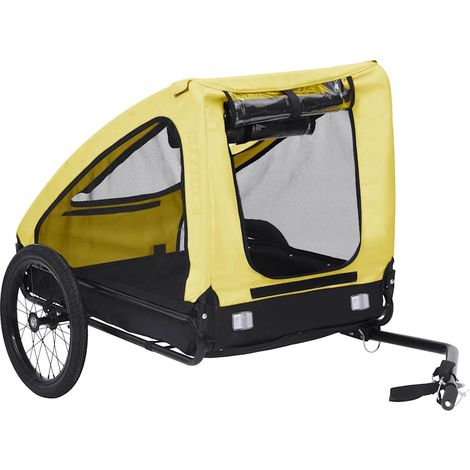 Remorque de vélo pour animaux de compagnie jaune et noir