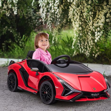 Elektrischer Kinder-Sportwagen Lamborghini Sián 12V – Höchstgeschwindigkeit 5 km/h – mit 2,4-GHz-Fernbedienung, Sound- und Lichteffekten, Rot
