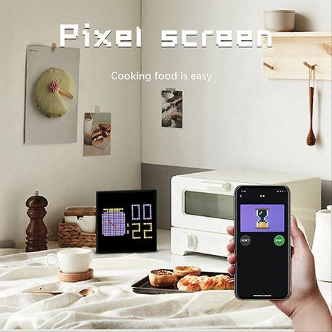 Programmierbares 32x32 Pixel LED-Nachtlicht, steuerbar über eine mobile Anwendung, mit Pixelbildschirm und europäischem Stecker. (1/5)
