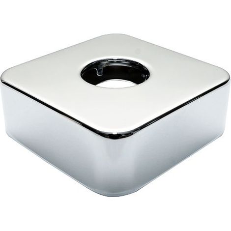 Rosace carrée 3/4" en acier chromé – Diamètre du trou 25 mm – Hauteur 25 mm – Pour installations murales – Pepte