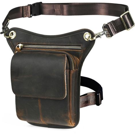 Herren Beintasche aus Canvas & Leder, Motorrad & Outdoor, Braun (1/5)