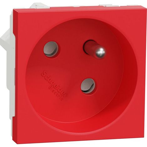 Unica - prise 2P+T - FR - 45° - raccord rapide traversant - Rouge - méca seul (NU304903) (1/3)