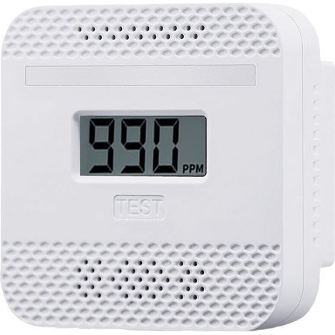 Battery-powered carbon monoxide detector, gas detector with display and temperature indicator (battery not included). (1/5)