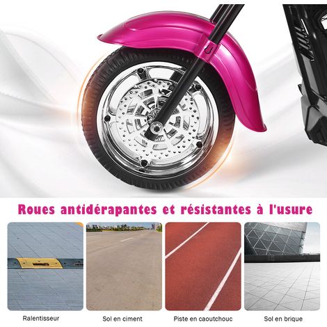 Moto électrique enfant rose 3 roues 6V avec musique, phare, klaxon et marche avant et arrière pour jardin, parc et cour (1/5)