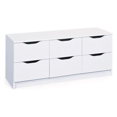 Commode en panneaux de particules mélaminé coloris blanc - Dim : 122 x 40 x 50 cm -PEGANE- (1/2)