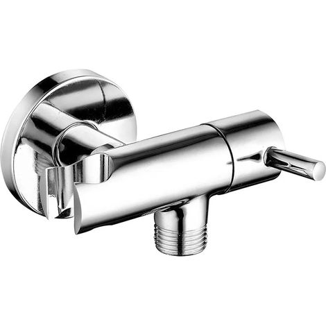 Rubinetto da arresto cromato con supporto doccia dal design tondo (1/4)
