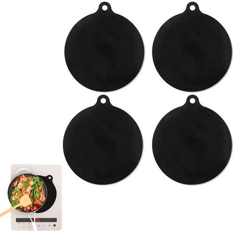 Kit de protection pour plaques à induction, 4 pièces, protège-casseroles de 24 cm, épaisseur 0,4 mm, housse de protection pour plaques à induction, tapis de cuisson ronds, résistant à la chaleur jusqu (1/5)