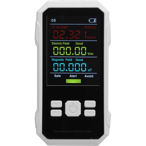 Détecteur de rayonnement RF, mesureur de rayonnement électromagnétique portable, blanc (1/5)