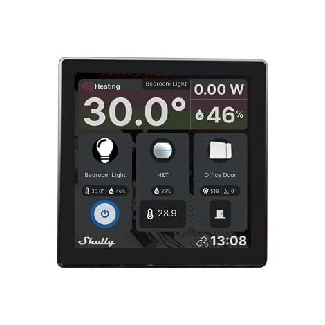 Shelly Wall Display Black WiFi & Bluetooth Panel De Control Smart With Integrated De 5 A Switch And De Colour Display Home Automation iOS Android App Sensors LUX (1/5)