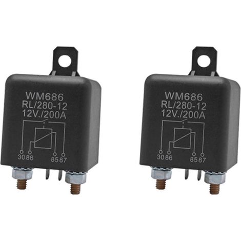 Compatible avec deux relais d'isolation de batterie, 12 V, relais de démarrage WM686 à 4 broches, interrupteur marche/arrêt automobile, relais normalement ouvert RL/280 200 A (1/5)