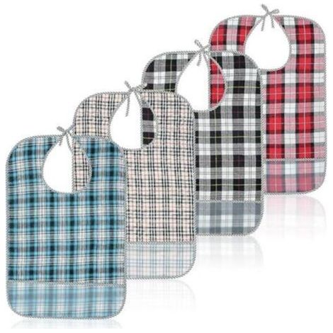 Set mit 4 wasserdichten Lätzchen für Erwachsene mit Krümelfänger, zum Schutz der Kleidung, für Männer, Frauen, Senioren und Menschen mit Behinderung, mehrfarbig (1/4)
