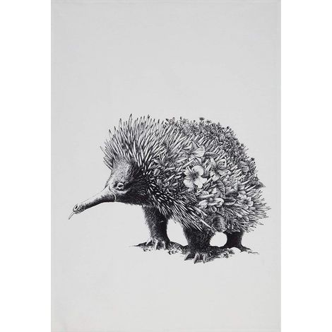 Serviette de Table 100% Coton, Imprimé Fleuri d'Échidné, 50 x 70 cm - Noir et Blanc (1/5)