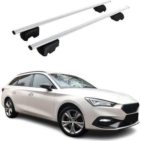 OMAC Dachtrager Quertrager für Seat Leon IV Sporturer 2020-2026 – City Crash getestet – ISO PAS 11154:2006 – Abschliessbar – Max 75 kg – 2 Stangen Stahl Silber (1/5)