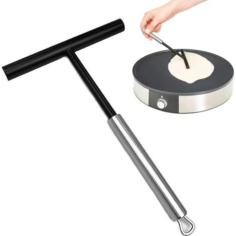 Distributeur de Pâte à Crêpes en Acier Inoxydable, Râteau à Crêpes en Forme T pour Étaler Uniformément la Pâte dans la Poêle, Idéal pour Pancakes et Gâteaux, Taille S (1/5)