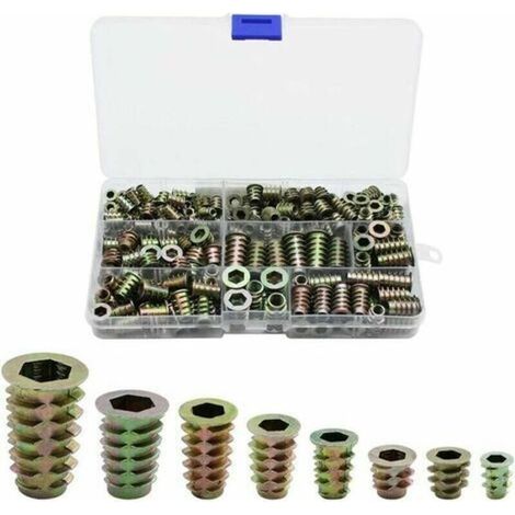 230 Pièces Alliage De Zinc Insert Fileté Hexagonale Écrous Inserts Fileté Insert Écrous Filetage Extérieur M4 M5 M6 M8 Pour Kit D'Outils D'Écrou Pour Meubles En Bois (1/5)