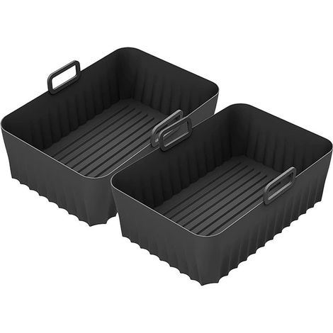 Silikon-Luftfritteusen-Einlagen, 2 Stück, antihaftbeschichtet, ölbeständig, wiederverwendbar, mit Griffen, Airfryer-Zubehör für Fleisch, Gemüse, Kuchen, Gebäck, Zubehör