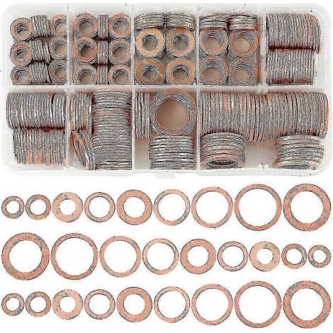 Kit de 400 pièces comprenant des joints toriques en cuivre, des rondelles plates en cuivre et des anneaux d'étanchéité. (1/5)