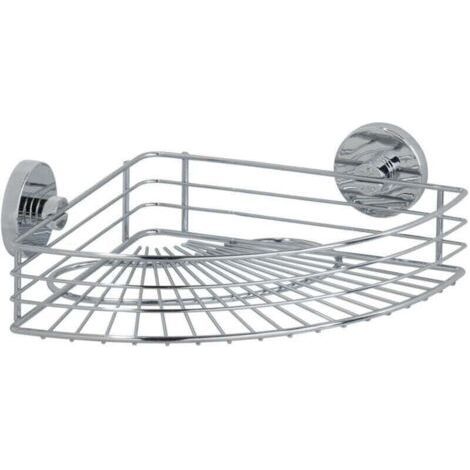 Bari wall-mounted shower corner shelf, Vaccum-Loc® fixing without drilling, repositionable, Load up to 33kg, Stainless steel, 35x9x22.5 cm, Chrome (1/4)
