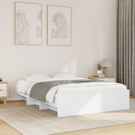 Estructura de cama madera de ingeniería blanca 135x190 cm (1/5)