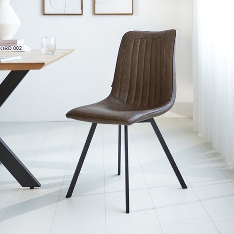 Chaise de salle à manger Jimmy similicuir taupe (1/5)