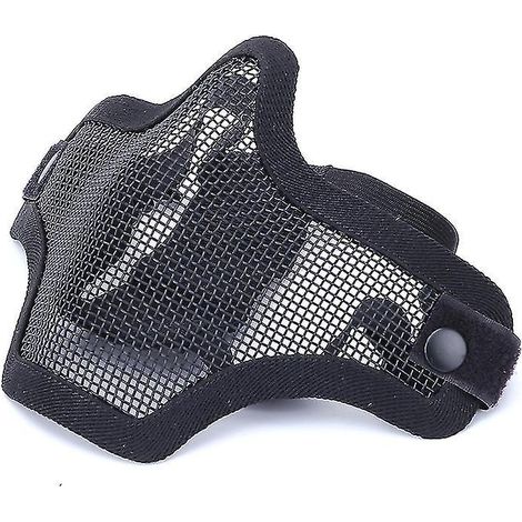 Masque tactique demi-visage en maille d'acier, masque de protection militaire respirant pour le tir (1/3)