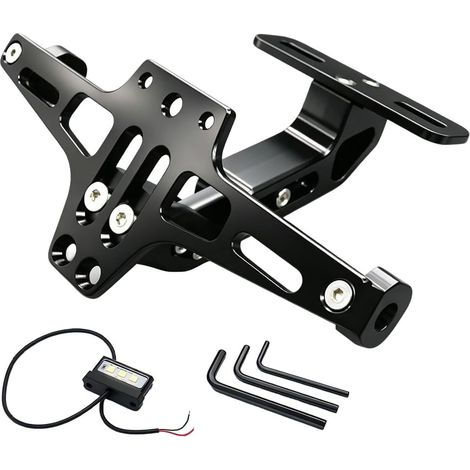 Support De Plaque Moto, Éliminateur de Garde-Boue de Moto avec lumière LED, Support de Plaque d'immatriculation de Moto en Aluminium CNC avec MT01 MT07 MT09 Z900 SV650 FZS1000 FZS600 (Noir) (1/5)