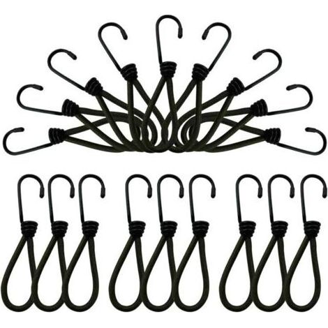 Crochets élastiques pour bâche imperméable – Lot de 25 fixations en caoutchouc noir à tension réglable, idéaux pour piscines, abris et bâches extérieures (1/5)