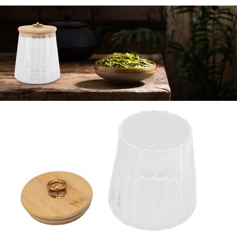 Boîte à thé, récipient de conservation alimentaire, bocal de rangement étanche à l'humidité, bocal hermétique en verre de silicone épais et strié de haute pureté (1/5)