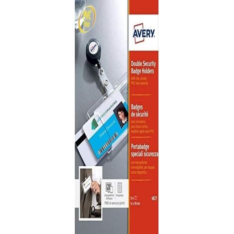 Avery, Portabadge rigido doppio con meccanismo riavvolgibile-mm.54x90 (1/3)