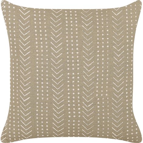 Cojín de algodón gris pardo blanco crema 45 x 45 cm patrón geométrico Senecio