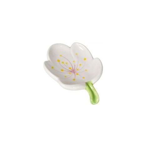 Jabonera de cerámica con forma de flor y un bonito canal de drenaje, bellamente decorada y original, ideal para la cocina, la bañera, el lavabo y la ducha (tulipán, blanco). - Crezuo
