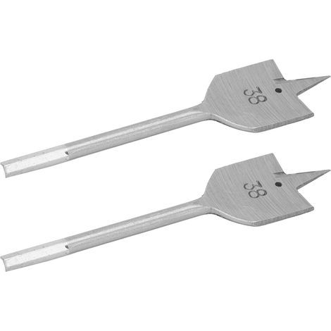 Set of 2 flat drill bits made of high-carbon steel for drilling wood, 38 mm (1/5)