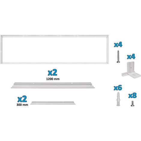 Kit de cadre de montage Alcapower pour panneaux LED 300x1200 mm (plafond ou mur) - Structure robuste en aluminium pour montage en surface (1/2)