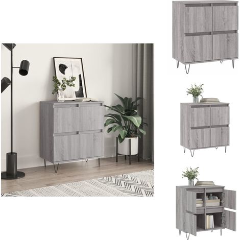Buffet Sonoma gris 60x35x70 cm Bois d'ingénierie - Buffet Design Moderne - Buffet Rangement - Buffet Salon - Buffet Cuisine - Meuble Rangement (1/5)