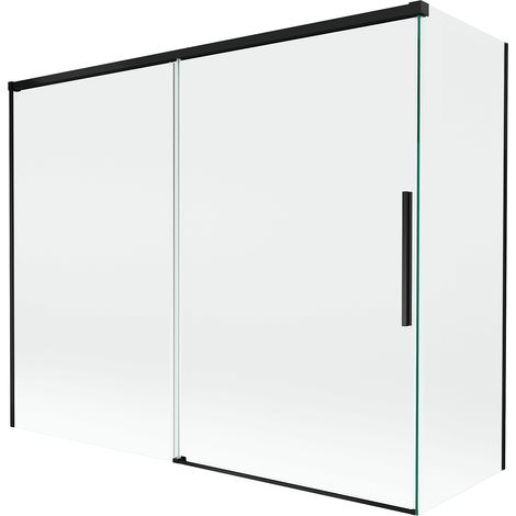 Mexen Rox Duschabtrennung 2-flügelig verschiebbar 190 + 90 x 150 cm, transparent, schwarz - 8C9-190-090-70-00