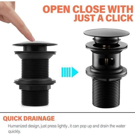 Bonde De Lavabo Pop Up - Laiton Et Silicone SUS304 - Double Joint Anti-Fuite - Installation Sans Outil - Pour Évier Salle De Bain Standard - 1 Pièce (1/5)