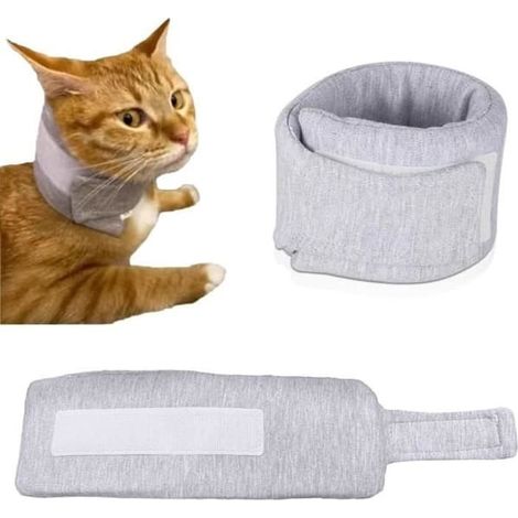 Collier anti-léchage ajustable pour chats et chiens, fabriqué en tissu respirant, offrant un confort optimal et une protection contre les blessures. (1/4)