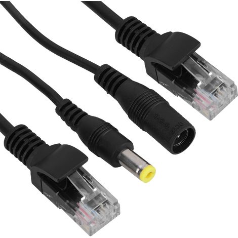 12V Power over Ethernet Passive POE Adapterkabel Splitter Wasserdichter Injektor Schwarz.