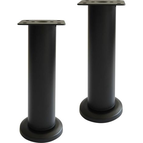 Pieds de meubles réglables avec socle, support de lit de 18 à 30 cm, poutre centrale, noir Hauteur réglable de 180 à 300 mm, acier laminé à froid + matériau plastique, montage à vis, convient à la pl (1/5)