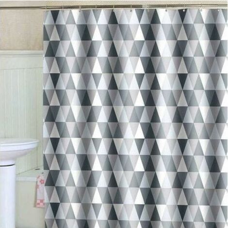 Rideau de douche 200 x 220 cm (200 cm de largeur, 220 cm de hauteur), tissu polyester imperméable anti-bactérien, anti-moisissure, lavable, avec 12 anneaux de rideau de douche (1/4)