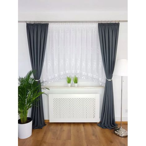 Rideau brodé en dentelle guipure, blanc (1/5)