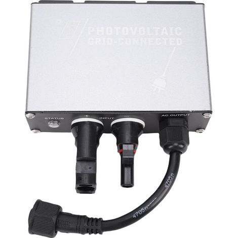 Onduleur solaire étanche IP45 en alliage d'aluminium, raccordé au réseau, compatible avec les systèmes photovoltaïques domestiques.