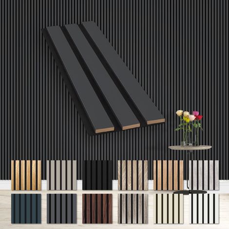 HEXIM Lamellen Akustikpaneele flexible Wandpaneele Musterstücke MDF Wandverkleidung schalldämmend: 1 Musterstück, Black Lead (1/5)